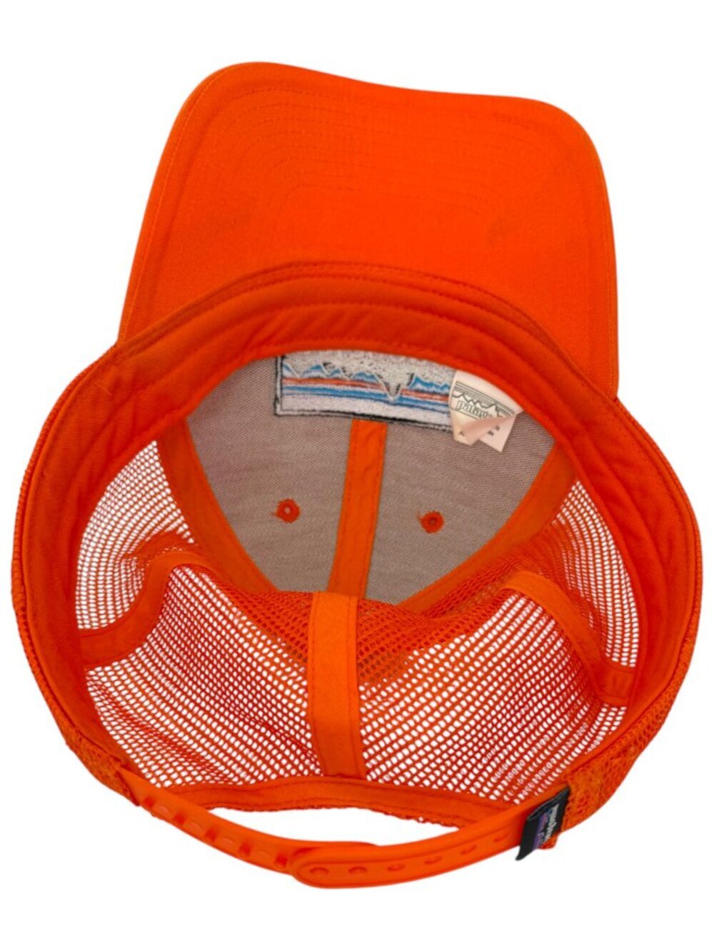 Patagonia P-6 Logo Trucker Snapback Hat with Mesh Back in Campfire Orange - Picture 7 of 8